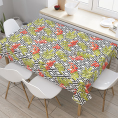 Скатерть прямоугольная JoyArty "Рябина на ромбах" из оксфорда, 120x145 см