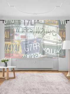 Тюль JoyArty "Номерные знаки", 155х180 см