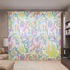 Тюль вуаль на шторной ленте с принтом JoyArty "Движение Жизни Искусства", 310х265 см