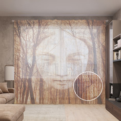 Тюль вуаль на шторной ленте с принтом JoyArty "Лесная нимфа", 310х265 см