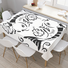 Скатерть прямоугольная JoyArty "Японские рыбы" из оксфорда, 120x145 см