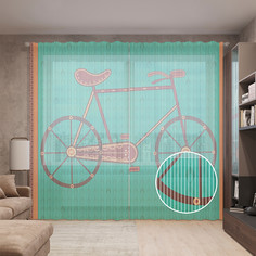 Тюль вуаль на шторной ленте с принтом JoyArty "Велосипед на ковре", 310х265 см