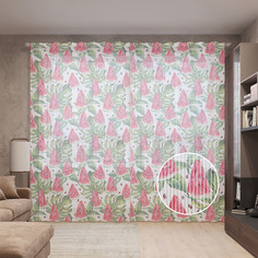 Тюль вуаль на шторной ленте с принтом JoyArty "Тропические арбузы", 310х265 см