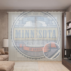 Тюль вуаль на шторной ленте с принтом JoyArty "Миннесота штат полярная звезда", 310х265 см