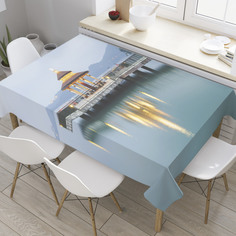 Скатерть прямоугольная JoyArty "Беседка на причале" из оксфорда, 120x145 см