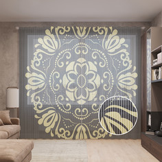 Тюль вуаль на шторной ленте с принтом JoyArty "Растительной вектор мандалы", 310х265 см