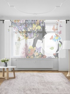 Тюль JoyArty "Цветочная девушка в бабочках", 155х180 см