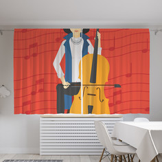 Шторы JoyArty "Женщина с музыкальным инструментом", Oxford DeLux, 2шт 145x180см