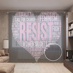 Тюль вуаль на шторной ленте с принтом JoyArty "Сопротивление в сердце", 310х265 см