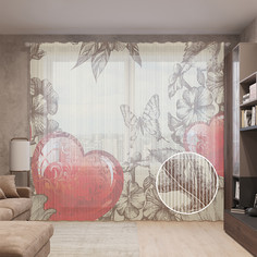 Тюль вуаль на шторной ленте с принтом JoyArty "Любовное ожидание", 310х265 см