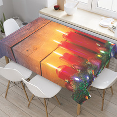 Скатерть прямоугольная JoyArty "Праздничные свечи" из оксфорда, 180x145 см