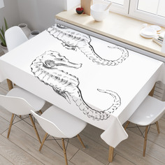 Скатерть прямоугольная JoyArty "Морские коньки" из оксфорда, 180x145 см