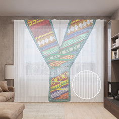 Тюль вуаль на шторной ленте с принтом JoyArty "Текстильная буква Y", 310х265 см