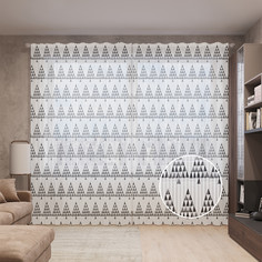 Тюль вуаль на шторной ленте с принтом JoyArty "Треугольный ельник", 310х265 см