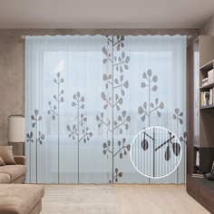 Тюль вуаль на шторной ленте с принтом JoyArty "Высокая растительность", 310х265 см