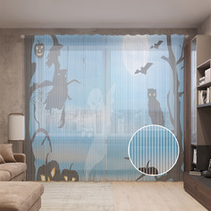 Тюль вуаль на шторной ленте с принтом JoyArty "Встреча Хэллоуина", 310х265 см