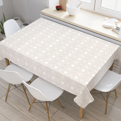 Скатерть прямоугольная JoyArty "Бежевые круги" из оксфорда, 120x145 см