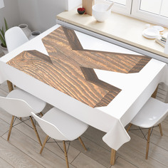 Скатерть прямоугольная JoyArty "K из дерева" из оксфорда, 120x145 см