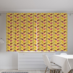 Классические шторы JoyArty "Музыкальный инструмент и ноты", Oxford DeLux, 2шт 145x180 см