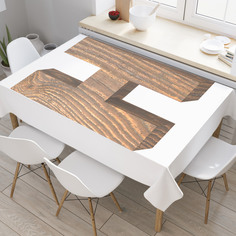 Скатерть прямоугольная JoyArty "H из дерева" из оксфорда, 120x145 см