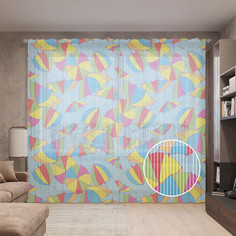 Тюль вуаль на шторной ленте с принтом JoyArty "Радуга на зонтах", 310х265 см