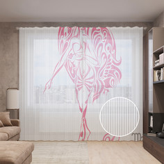 Тюль вуаль на шторной ленте с принтом JoyArty "Дева с крыльями", 310х265 см