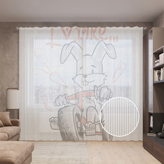 Тюль вуаль на шторной ленте с принтом JoyArty "Я люблю велосипед", 310х265 см