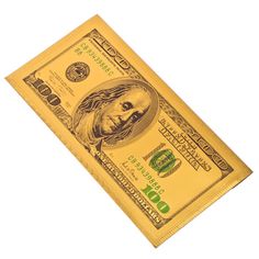Конверт для денег Золотые 100 долларов пластик 9 x 18 см No Brand