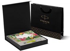 Набор: ежедневник белый и шариковая ручка Parker Jotter, цвет LIME GREEN R2123126