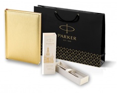 Подарочный набор: ежедневник золотой и шариковая ручка Parker Jotter Russia Steel 2126175