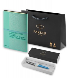 Подарочный набор: ежедневник бирюзовый и шариковая ручка Parker Jotter, SKY BLUE R2123109