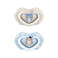 Пустышка симметричная силиконовая Canpol Babies Bonjour Paris 18+м,2 шт.,голуб.,22/649_blu
