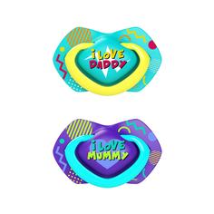Пустышка симметричная силиконовая Canpol Babies Neon Love 0-6м,2 шт.,голубой,22/652_blu