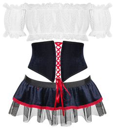 Соблазнительный костюм славянки Obsessive Slaviana белый с синим S-M