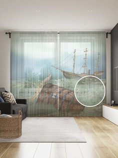 Фототюль JoyArty "Сундук с парусника" 145x265см (2 полотна со шторной лентой + 50 крючков)