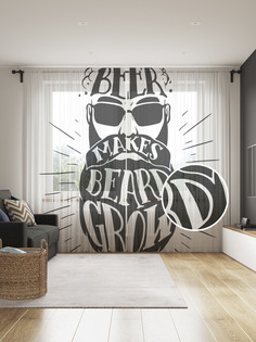 Фототюль JoyArty "Пиво заставляет бороду расти", 145x265см, 2 полотна, лента, 50 крючков