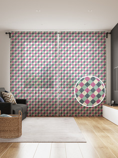 Фототюль JoyArty "Квадратные переходы" 145x265см, 2 полотна, лента, 50 крючков