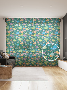 Фототюль JoyArty "Веселые кашалоты", 145x265см (2 полотна со шторной лентой + 50 крючков)