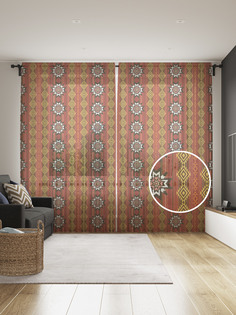 Фототюль JoyArty "Вертикальные полосы с орнаментом" 145x265см