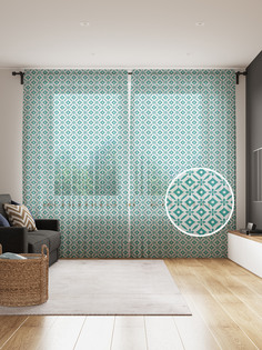 Фототюль JoyArty "Орнамент ромбов", 145x265см (2 полотна со шторной лентой + 50 крючков)