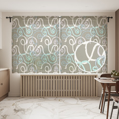 Фототюль JoyArty "Веревочные вензеля", 145x180см (2 полотна с лентой + 50 крючков)