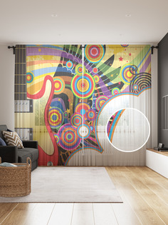 Фототюль JoyArty "Музыкальный арт", 145x265см (2 полотна со шторной лентой + 50 крючков)