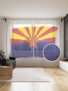 Фототюль JoyArty "Флаг Аризоны гранж", 145x265см, 2 полотна, лента, 50 крючков