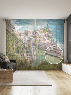 Фототюль JoyArty "Ландшафтный парк Чинкве- Терре" 145x265см, 2 полотна, лента, 50 крючков