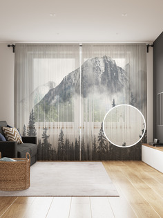 Фототюль JoyArty "Лесная дымка", 145x265см (2 полотна со шторной лентой + 50 крючков)