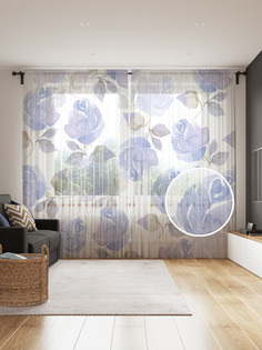 Фототюль JoyArty "Леденящие цветы", 145x265см (2 полотна со шторной лентой + 50 крючков)