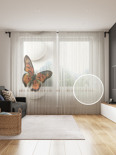 Фототюль JoyArty "Прыгучая бабочка", 145x265см (2 полотна со шторной лентой + 50 крючков)