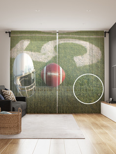 Фототюль JoyArty "Атрибуты Американского футбола на поле" 145x265см