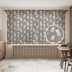 Фототюль JoyArty "Велосипеды и дома", 145x180см (2 полотна со шторной лентой + 50 крючков)