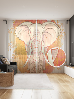 Фототюль JoyArty "Добрый слон", 145x265см (2 полотна со шторной лентой + 50 крючков)